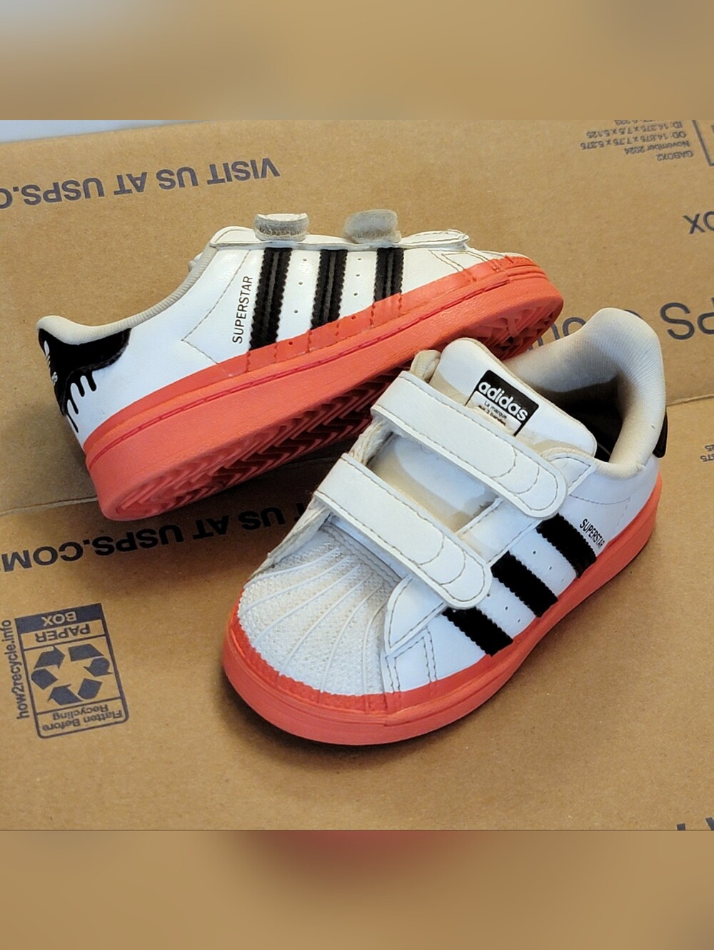 Adidas Superstar Infant 'Paint Drip - White Turbo' GY3329 Size 6K